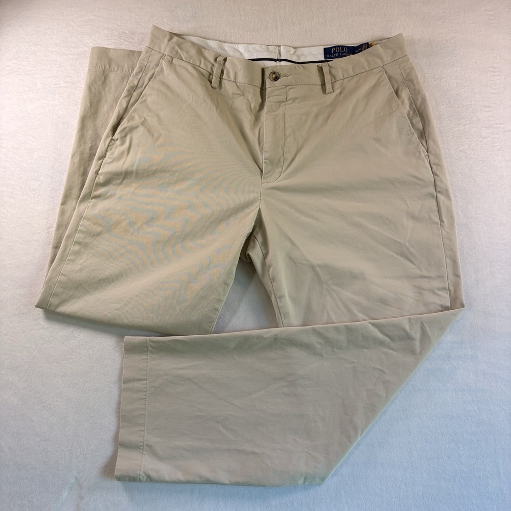Polo Ralph Lauren Chino Pants Stretch Straight Leg Mens 36x30 Flat Front Casual